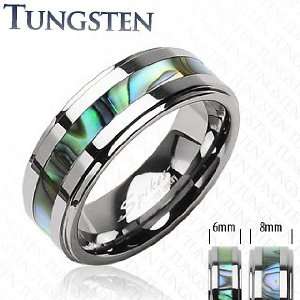   Carbide Ring With Abalone Inlay Step Design   Size7   6mm Jewelry