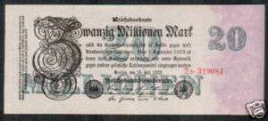 GERMANY   20 Millionen MARK 1923 UNC   P 97  