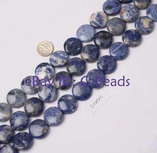 20mm coin gemstone sodalite beads strand 15  