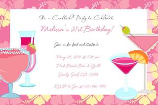 PINK MARTINI COCKTAIL PARTY 21ST BIRTHDAY INVITATIONS  