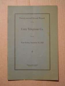 UNITY MAINE Telephone Co. 22nd REPORT 1926 12 pages  
