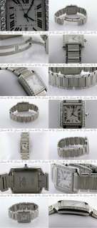 Mens Cartier Tank Francaise 2302 Silver Guilloche Stainless Steel 
