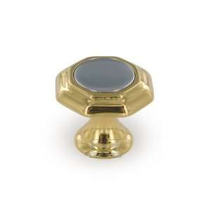  1 1/8 hexagon knob in polished chrome and polished brass 