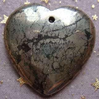 p2679 Cool Natural Pyrite Heart Pendant Bead  
