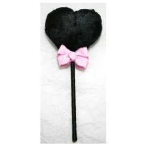   Large Black Heart Shape Lollipop Dusting Powder Puff W/ Ribbon Beauty