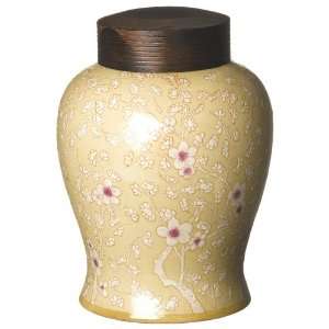  HomArt Cherry Blossom 10 Inch Porcelain Urn with Lid 