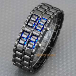 LED Volcanic Lava Faceless Titanium Black Steel Watch  