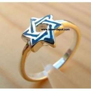   Jewish Silver Ring Magen David Star Blue Opal Stone 