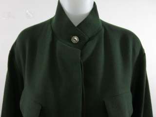DESIGNER Green Button Front Long Jacket Coat Sz M  