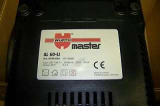 WURTH MASTER 28V LITHIUM ION BATTERY CHARGERS 230 VAC  