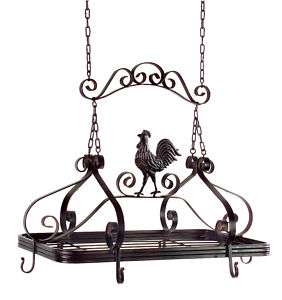 Wrought Iron Fleur de Lis Rooster French Country Modern Hanging 