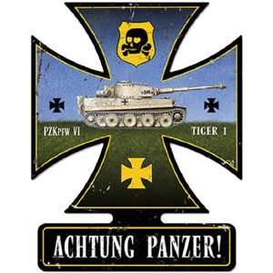  Achtung Panzer Iron Cross Metal Sign