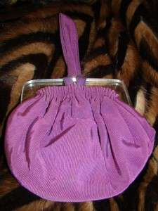   Purple taffeta LUCITE Wristlet EVENING Bag PURSE Handbag/Clutch  