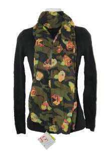NEW LARGE TWISTED WRAP IT UP COTTON SCARF CAMO FLOWERS GREEN FLORAL 