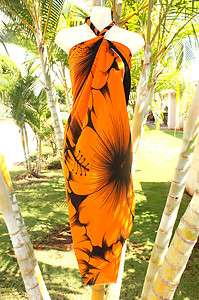 Sarong Hawaii Hawaiian Cover up Cruise Beach Wrap Dress ~ ORANGE GIANT 