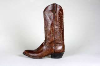 Vintage Wrangler Brown Leather Embroidered Cowboy Western Boot 9.5 D 