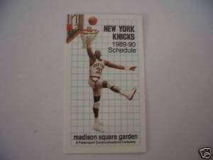 1989 90 New York Knicks Basketball Pocket Schedule  