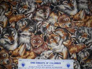 WOLVES AND PUPS FABRIC BY THE 1/2 YD FABRIQUILT NEW  