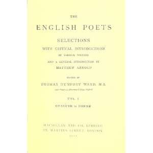  The English Poets Thomas Humphry Ward Books