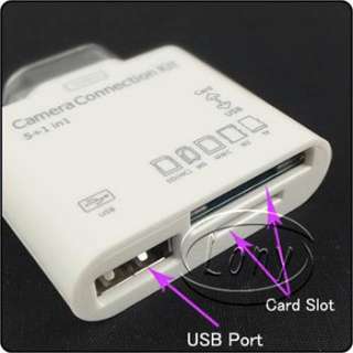 iPad/iPad2 5 in 1 White Camera/USB/SD/M2/TF Card Reader Connection 