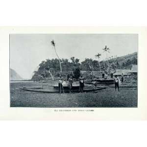 1902 Print Fiji Islands Canoes Indigenous Sailing People 