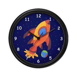 Outer Space Rocket Ship Wall Art Clock 