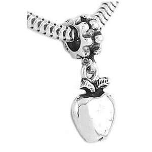    Silver One Side Fruit of the Spirit Apple Dangle Bead Jewelry