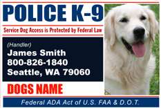 Custom Made ID Badge Card for Working Dog and Handler  Police K9 #1 