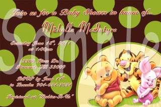 Baby Shower Winnie Pooh Friends Custom Photo Invitations Cards with 