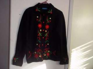 Karen Scott 100 % Wool Sweater Holiday AUSTRALIA Poinsetta Mistletoe M 
