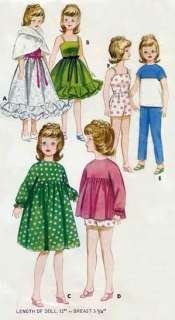 Vintage 12 TAMMY, JAN DOLL Clothes Pattern 3351  