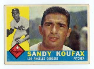 You are bidding on a vintage 1960 Topps SANDY KOUFAX #343 in VG/EX 