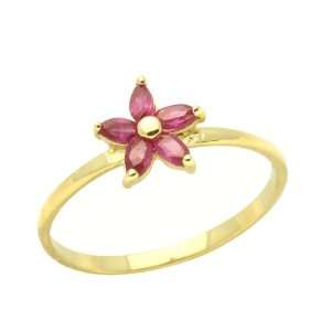   Ring Red Cluster Yellow Gold Ring Size 2 To 3 For Baby, Kids And Teens