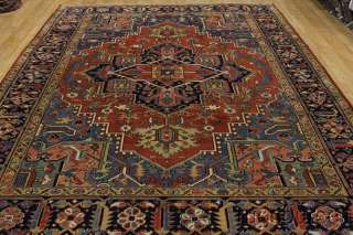   Antique 8x11 Rust Heriz Serapi Persian Oriental Area Rug Wool  