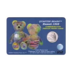   Card 5m Hawaii (#50) Quarter Bear Pictures Bean Bag Toy, Coin, Flag
