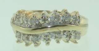 10k yellow gold .21ct diamond cluster band ring vintage  
