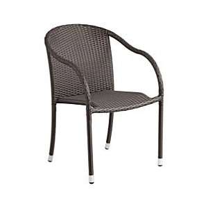  Resin Wicker Stackable Arm Chair Set of 2   Sandlewood 
