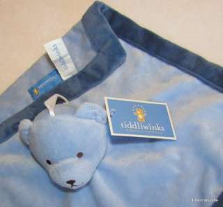 Tiddliwinks Lt./Dark Blue Bear Plush Baby Security Blanket Velour 