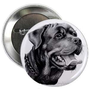 Rottweiler DOG Pencil Sketch Art 2.25 inch Pinback Button Badge