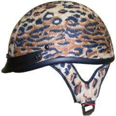 DOT Ladies Leopard Print Shorty Motorcycle Half Helmet  