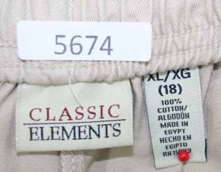 Classic Elements sz 18 XL Womens Khaki Beige Shorts NP88  