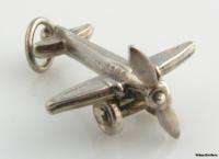 AIRPLANE CHARM   Sterling Silver 3D Prop Plane Moves Estate Fashion 