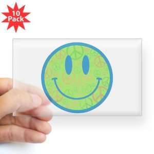   Clear (Rectangle 10Pk) Smiley Face With Peace Symbols 
