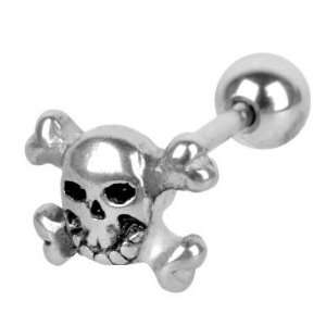 316L Surgical Steel Lock Skull Cartilage Earrings   Barbell   18g   5 