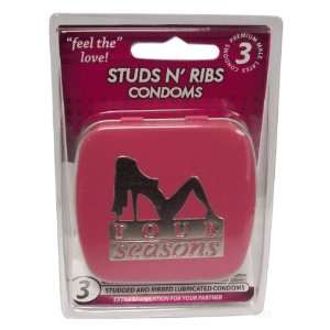  Four Seasons Condoms Studs & Ribs   3 Pack Tin Health 