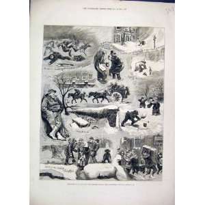  Sketches London 1881 Snowstorm Digging Comedy Horse