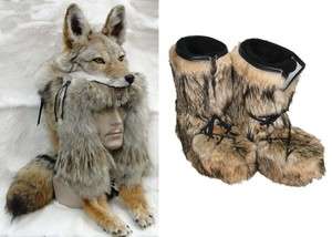 COYOTE Fur MOUNTAIN MAN Hat Face & Winter Boots Full Pelt *RARE* (NEW 
