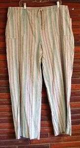 Classics Elements Striped Linen/Cotton Drawstring Pants  