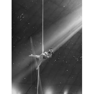 Circus Aerialist Bella Attardi, Hanging on Rope Practicing Aerial 