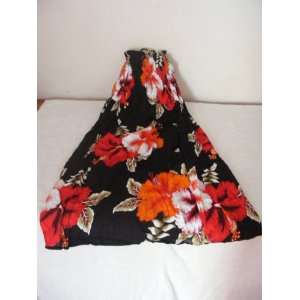 Original Handmade Summer Dress from Thailand  Black with Orange Floral 